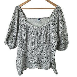 Old Navy Puff Sleeve Smocked Top 2XL Tall CottageCore Prairie Ditsy Floral